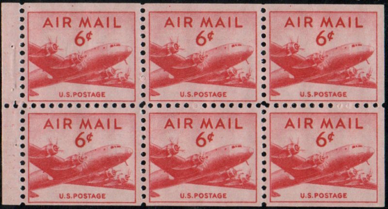 US #C39a 6c Booklet pane, VF mint never hinged, nice and fresh!