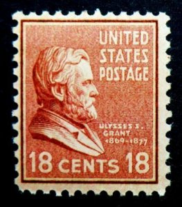 1938 President Ulysses S. Grant Single 18c Postage Stamp, Sc# 823, MNH, OG