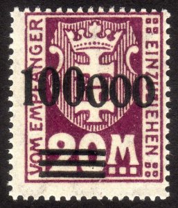 1923, Danzig, 100,000Mk, MNH, Sc J29, Mi P29II