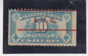 US Scott #RF23 A.W.G. Precancel Playing Cards Revenue Stamp MNHOG Printing Shift