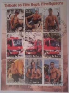 ERITREA SHEET USED FIRE ENGINES FIREFIGHTERS 