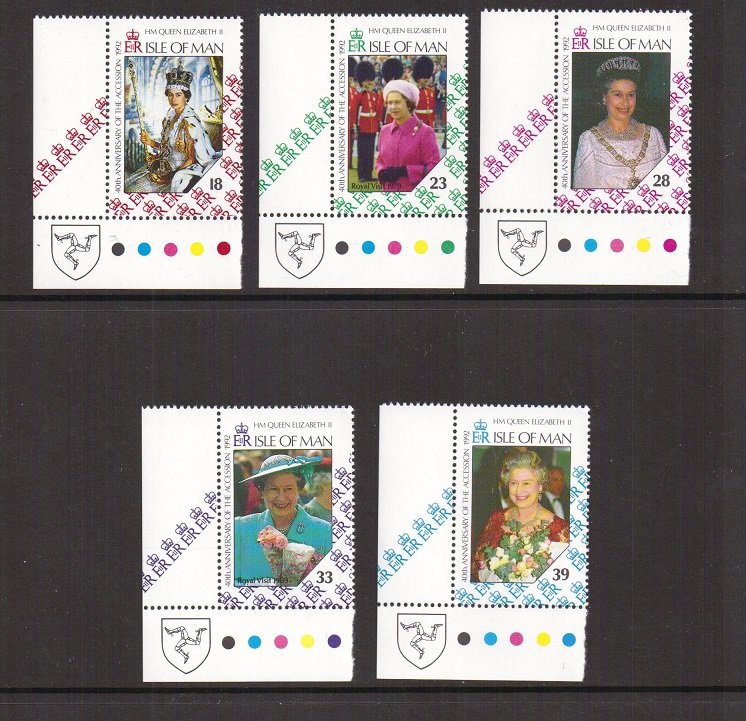 Isle of Man  #494-498  MNH 1992   anniversary eccession to the throne