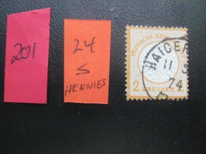 Germany 1872 USED SIGNED HENNIES MI. 24 SC 22 FINE 3200 EUROS (201) RARE