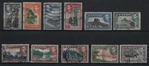 Ceylon 1938 KGVI Definitive Short Set Fine Used Light Cancels