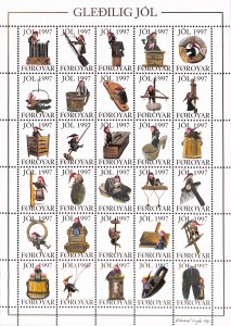 Faroe Island Denmark Christmas seals full MNH sheet 1997