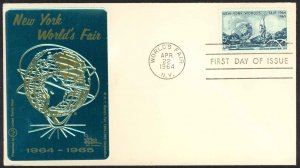 USA Sc# 1244 (Sarzin Metallic cachet) FDC (b) World's Fair, NY 1964 World's Fair