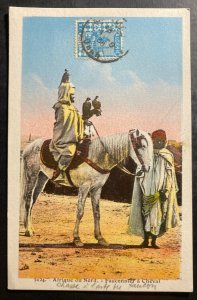 1936 Oran Algeria Color Picture Postcard cover falconer on horseback