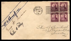 US Scott 725 Daniel Webster Block of 4 FDC Autographed 2 senators 1 Governor