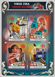 Medical Red Cross Stamps Niger 2016 MNH Zika Virus 4v M/S