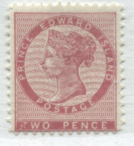 Prince Edward Island QV 1862 2d rose CV Mark beside T of Two mint no gum