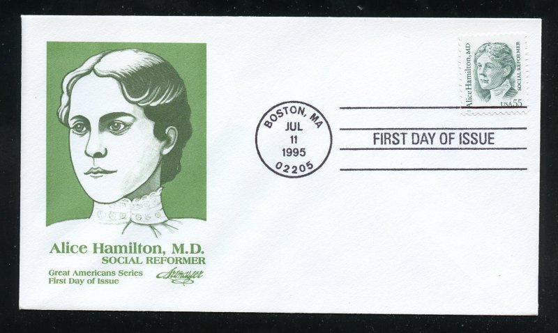 US 2940 55c Great Americans - Alice Hamilton UA Artmaster cachet FDC