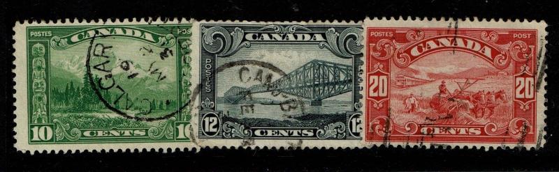 Canada SC# 155-157, Used, 155 small shallow center thin, see notes - S3926