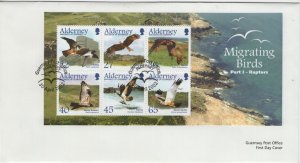 Alderney 2002 FDC Sc 190a Hobby, Black kite, Merlin, Honey Buzzard, Osprey, M...