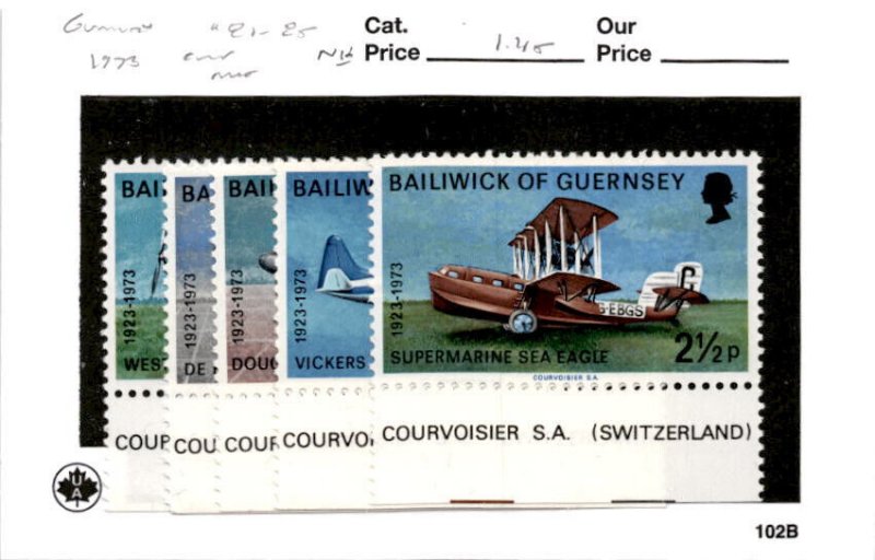 Guernsey, Postage Stamp, #81-85 Mint NH, 1973 Airplane (AB)