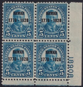 #648 Mint LH, F-VF, Plate number block of 4 (CV $200) (CV $11 - ID49769) - Jo...