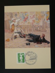 cycling postman and bicycle souvenir card France 1992