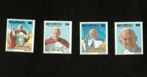 Botswana 1988 - Pope John Paul II - Set of 4 Stamps - Scott #440-3 - MNH