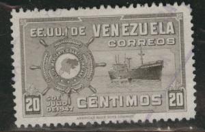 Venezuela  Scott 417 used  1948 ship stamp