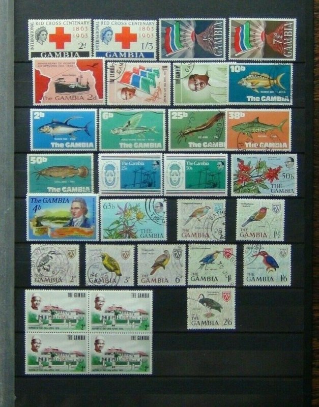 Gambia QE2 range 1966 Birds values to 2/6 Commemorative issues MM or used