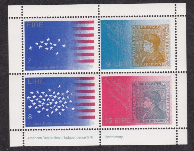 Ireland # 389-392 & 392b, U.S. Bicentennial,  NH, 1/2 Cat.