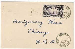 French Polynesia 1948 Uturoa cancel on cover to the U.S., Scott 145