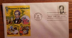 DORIS GOLD 1983 FDC First Day Cover - US Scott #1861 Thomas Gallaudet Z-451