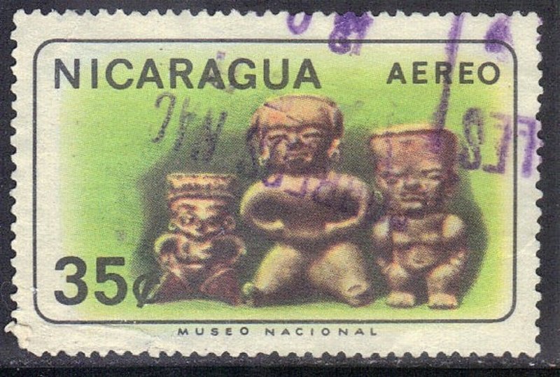 NICARAGUA SC# C565  *USED*  35c 1965 JEDEITE STATUETTES   SEE SCAN