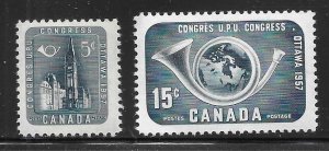 Canada 371-372 1957 14th UPU Congress set MNH