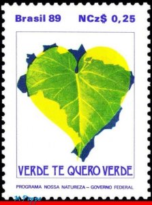 2165 BRAZIL 1989 ENVIRONMENTAL CONSERVATION, MAPS, PLANTS, MI# 2294 C-1626, MNH