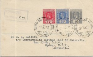 1931 Funafuti Gilbert & Ellice Islands to Sydney, Australia Registered (59559)