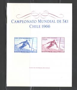 CHILE 1966 Intl. SKIING CHAMP. PARTILLO C226-C227 & MS MNH