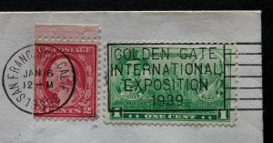 US #499e,790 Excellent SOTN Golden Gate Expo Cancel 1939