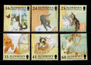 Alderney 1996 - House Cats Butterfly Yarn - Set of 6 Stamps - Scott #92-97 - MNH