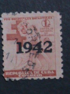 ​CUBA 1942 ALMOST 80 YEARS OLD- VERY OLD USED CUBA-STAMP-VERY FINE