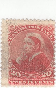 Canada - Scott # 46 - 20c Vermilion - Queen Victoria - Used- SCV $110.00