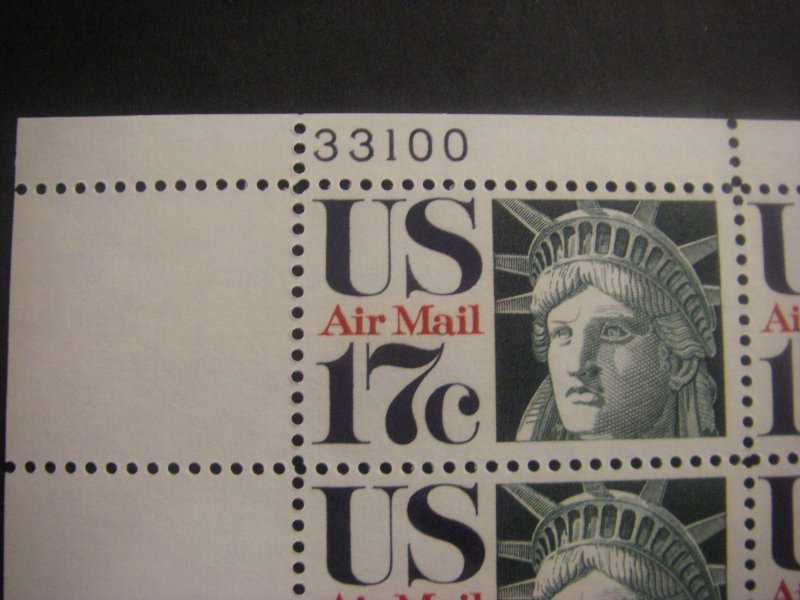 Scott C80, 17c Statue of Liberty, PB4 #33100 x4 Matched Set, MNH Airmail Beauty