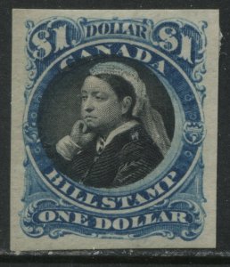 Canada QV 1868 $1 Bill stamp IMPERF mint o.g. hinged 