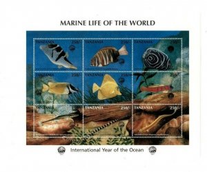 Tanzania 1998 - International Year Of The Ocean - Sheet of 9 Stamps - MNH