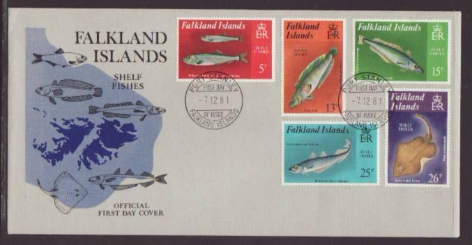 Falkland Islands 334-338 Fish 1981 U/A FDC 