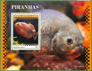 A2592 - SIERRA LEONE - ERROR: MISPERF Souvenir sheet - 2019 Piranha, Marine life