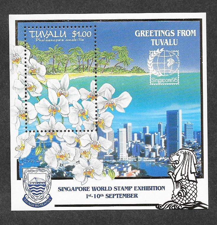 Tuvalu 703 Mint NH MNH Souvenir Sheet SINGAPORE 95!