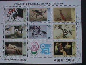 CUBA-1999-SC# 4029a CHINA FAMOUS ARTS PAINTINGS CTO S/S VF-FANCY CANCEL