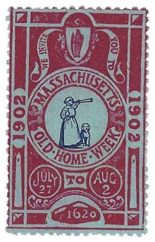 Massachusetts Old Home Week, 1902 Poster Stamp/Cinderella Label