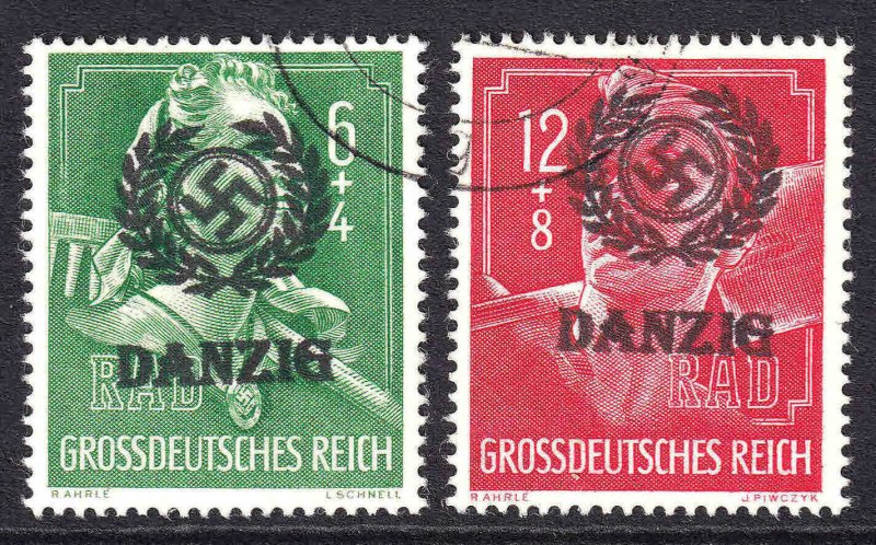 GERMANY B281-B282 DANZIG OVERPRINTS CDS F/VF SOUND