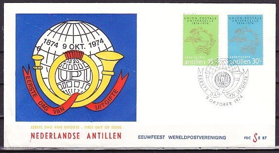 Netherlands Antilles. Scott cat. 364-365. Centenary of UPU. First day cover. ^