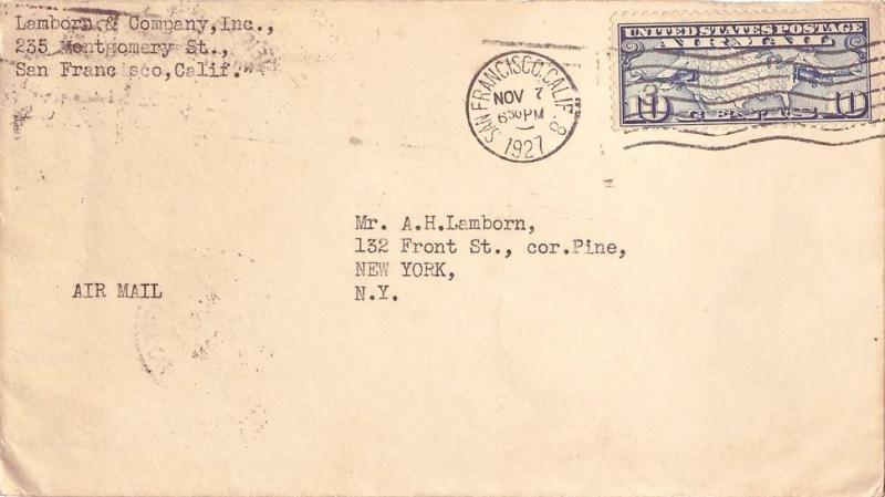 United States California San Francisco 1927 numeral duplex  10c Map Airmail  ...