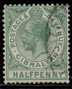 GIBRALTAR GV SG89, ½d green, FINE USED.