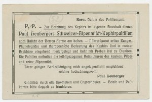 Postal stationery Switzerland 1908 Kephir pastilles - Mushroom - Alpine milk