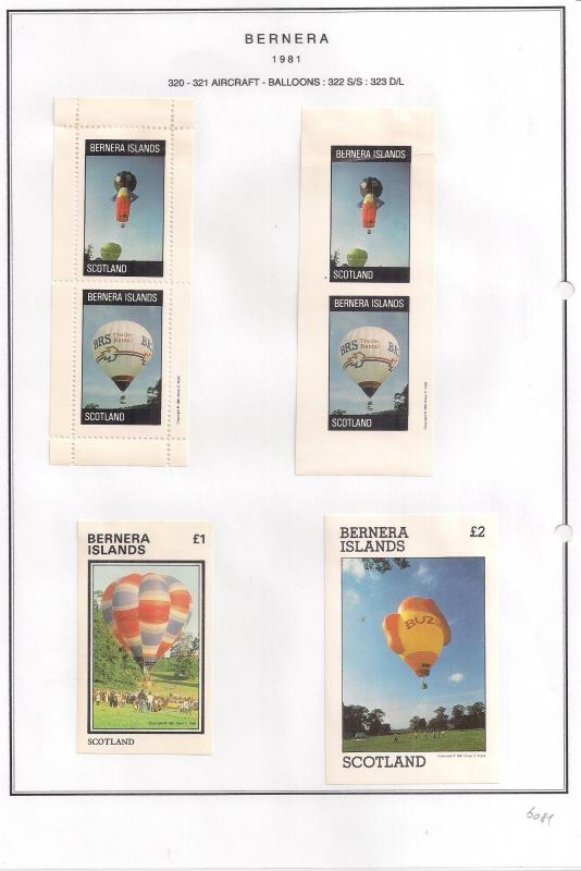 SCOTLAND - BERNERA - 1981 - Balloons - 2v Perf, Imperf, Min D/L Sheets - MLH