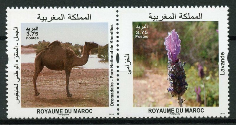 Morocco 2018 MNH Flora & Fauna Camels Flowers 2v Set Wild Animals Stamps